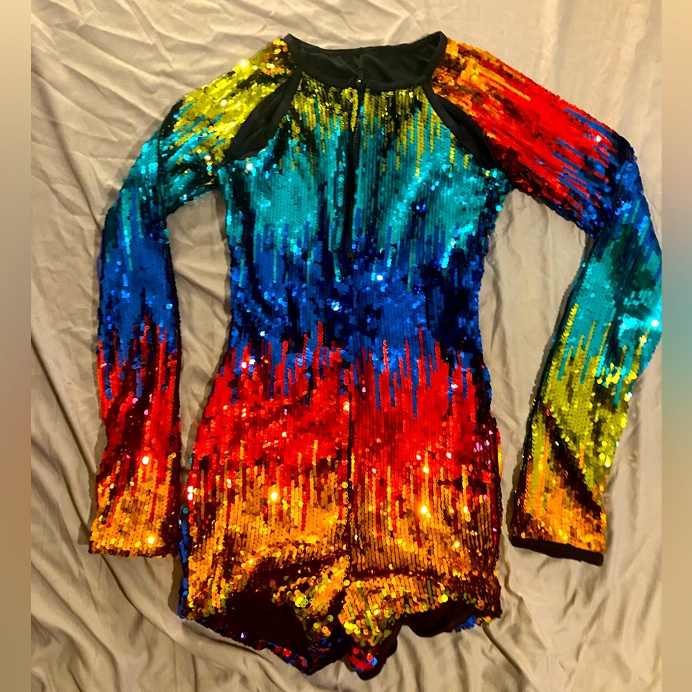 Rainbow paillette bodysuit